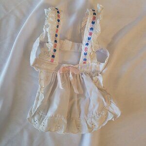 Vintage Cabbage Patch Kids White Pink Blue Hearts Flowers Apron